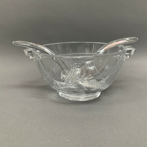 Divided Clear Glass Mayonnaise Serving Bowl Dish Handled Handles with 2 Spoons - Picture 1 of 8